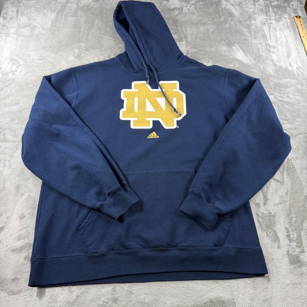 Adidas Notre Dame Fighting Irish Hoodie Mens XL Navy Blue Pullover Sweatshirt